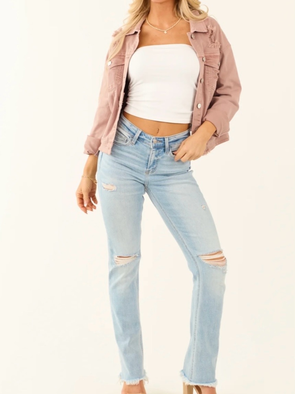 Flying Monkey Light Wash Distressed Straight Leg Jeans